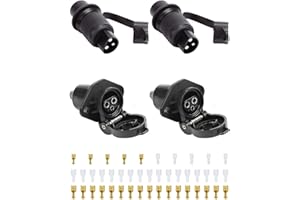SPARKMOTO 2 Stück Steckdose 3 Polig und Stecker 3 Polig, 12V 24V Traktor 3 polig Steckdose Stecker, Din 9680 Wasserdicht Landmaschinen Stecker Steckdose 3 Polig Für Traktor Anhänger LKW PKW(2 Stück)