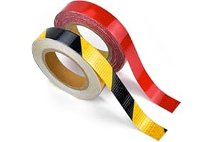 HEKOBAG 2 Rollen Reflektorband 40M Selbstklebend Reflektorband Wasserdichtes Reflektierendes Band Warnaufkleber Reflektorband Rot/Schwarz Gelbes Reflektorstreifen für Auto Straße Sicherheit Markierung