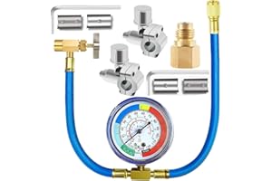 Umwhcw R134A KüHlschrank Freon NachfüLlschlauch Satz, R134A KäLtemittel FüLlschlauch MessgeräT, Piercing Ventil KäLtemittel