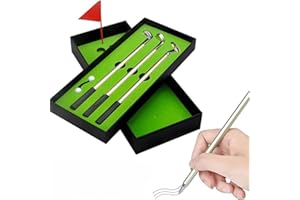 Aeloa Ensemble de Golf Pen, Mini-Golf Clubs à Bille Pen Set avec des Boules Drapeau Décorations Papeterie Cadeaux (3Pcs / Set)