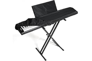 Aboiledy Klavier Abdeckung 88 Tasten, Elektronische Tastatur Abdeckung mit Kordelzug, Staubschutzhülle für Elektronische Tastaturen, Schwarz, Verdicktes PEVA