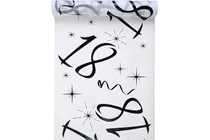 SANTEX Bieżnik na stół urodzinowy, biały, 18 lat, rolka 5 m x 30 cm