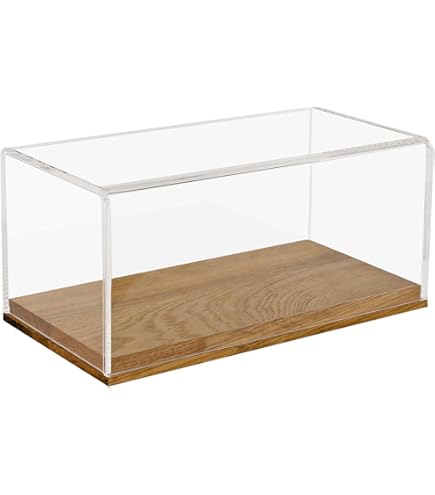 SUPERFINDINGS 2 Tier Acrylic Display Case With Wooden Base For