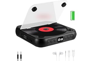 DOEDOEFONG Lettore CD portatile da 2000 mAh con Bluetooth – Portatile CD-Pl-Ayer Discman con batteria a lunga durata CD Pl-Ayer Bluetooth – Incluse cuffie – CD-R,CD-RW,MP3,WAV – Ideale per auto – Lettore CD
