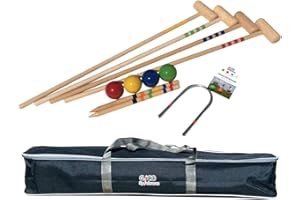 GICO - Jeu de Croquet de qualité - 4 Joueurs - Maillets Taille Adulte 100 cm - en Sac de Transport -3244