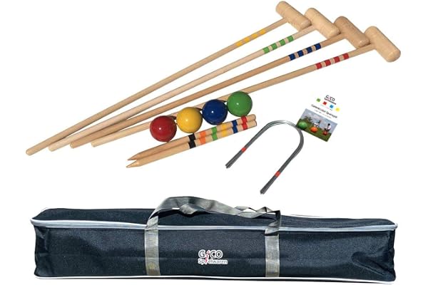 GICO - Jeu de Croquet de qualité - 4 Joueurs - Maillets Taille Adulte 100 cm - en Sac de Transport -3244