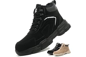 SPSHOOS Winter Sicherheitsschuhe Herren Damen Hoch Arbeitsschuhe Warm Gefüttert Sicherheitsstiefel Wasserdicht rutschfeste mit Stahlkappen