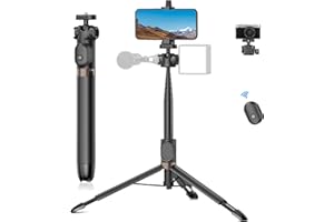 TONEOF Treppiede per fotocamera del telefono con vite da 1/4", treppiede da 154cm con telecomando magnetico, supporto treppiede portatile per iPhone/piccola fotocamera/DSLR/telefono Android
