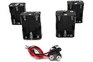 Raogoodcx 4Set 6 x AA Thicken Battery Holder and T Type Wired Battery Clip Standard Snap Connector