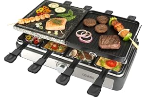 Bourgini - Gourmette Raclette Grill Plus para 8 Personas 1300W incluye piedra