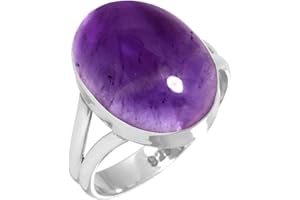 JEWELOPORIUM 925 Sterling Silber Handgemacht Ring for Frau 12 x 16 Oval Edelstein Boho Silber Schmuck for Gift (99029_R)