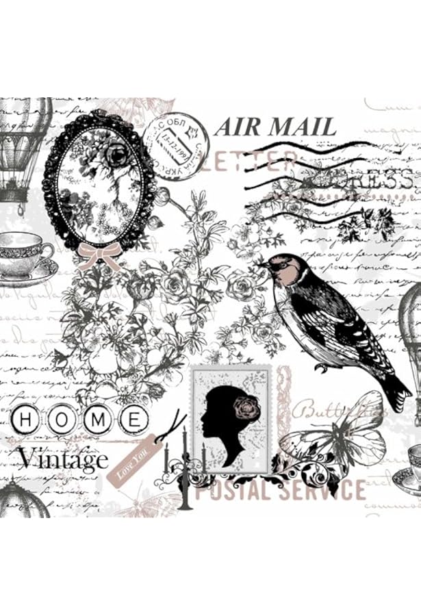Lot De 20 Serviettes En Papier Kraft Vintage - Motifs Boussole, Cage, Fleurs - 33x33 Cm - Triple épaisseur