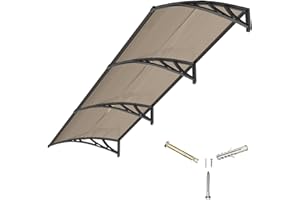 GGNEBAI Marquesina para Puerta Exterior 300x80 CM, Tejadillo de Protección contra Lluvia y Rayos UV, Cubierta de Policarbonato para Puertas, Ventanas, Porches, Patios y Terrazas
