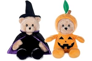My OLi 9" Plush Halloween Toy Stuffed Animal Teddy Bear Plush Pumpkin Stuffed Wizard Toy with Fliptable Hats Halloween Ornaments/Gifts for Kids Baby Toddler