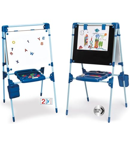 BAKAJI Lavagna Magnetica 2 In 1 Per Bambini Con Treppiedi Rosa, Doppia Area Disegno, 44,5 X 38 X 94,5 Cm - 5