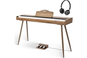 STRICH Digitalpiano 88 Tasten, Hammermechanik-Tastatur in voller Größe, E-Piano mit Ständer, 25W×2 Lautsprecher, unterstützt USB-MIDI & kabellose Verbindung, Modell SDP-300S(Walnussholz)