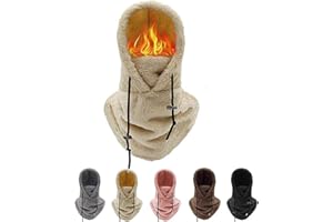 Vacclo Warm Sherpa Hood Ski Mask - Sherpa Hood Ski Mask - Adjustable Windproof Balaclava Scarf for Women and Men in Cold Weather - Perfect for Skiing, Riding, and Cycling
