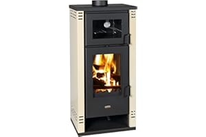 Prity EEK A+ Kaminofen mit Backfach PRITY K2 GT F Creme – 8,1kW