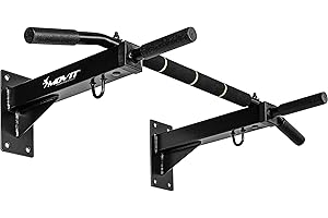 MOVIT Barra per Trazioni - a Muro, Professionale, Carico Massimo 350 kg, in Acciaio, Multifunzione, Antiscivolo, con Gancio e Viti - Sbarra per Sollevarsi, Allenamento, Fitness, Pull up Bar, Chin Up