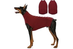 Katzinst XXL Dog Jumper Large Size - Warm Dog Sweater for Cold Weather, Knitwear Polo Neck Pet Pullover for Large Dogs, Snug Winter Coat for Doberman Boxer (Red, 2XL)