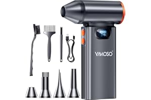 YAMOSO Aria Compressa Elettrico Metallo, 180000 giri/min, 4 Velocità Portatile Soffiatore Potente con Batteria 8000mAh, Luce LED, Mini Aria Compressa Spray per Pulizia PC, Tastiera, Auto, Casa, Divano