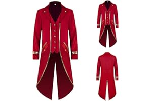 TTOKGZG Men's Gothic Vintage Tailcoat Steampunk Renaissance Medieval Vintage Coat, Frock Coat Costume for Halloween