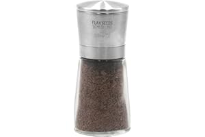Macina Semi di Lino Manuale in Vetro e Acciaio Inossidabile da 14,5 cm, Macina Spezie Manuale La Spezia, Made in Italy, Trita Spezie Resistente, Duraturo e Elegante per la Tua Cucina - BISETTI