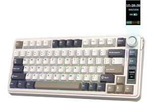 EPOMAKER X Aula EA75 MAX Wireless Gaming Keyboard with Screen & Knob | 5000mAh, Hot-Swap, Lubed Switches, RGB Backlit, Creamy Gasket, 75% Mechanical Keyboard (Retro White, Reaper Switch)