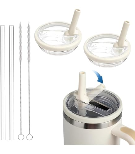 2 Coperchi Di Ricambio Con Cannuccia Per Tazza Stanley 40oz – Antipolvere E A Prova Di Perdite – Set Con 2 Cannucce