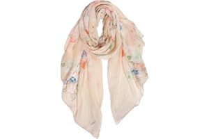 DAMILY Écharpe Légère Pour Femme Mode Motif Floral Wrap Châle Confortable Étole de Foulard en Coton
