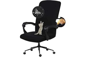 FutureHight BüRo Stuhl Bezug Elastischer Siamesischer BüRo Stuhl Bezug Drehstuhl Computer Sessel Schutz HüLle (Schwarz)