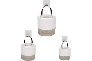 SOSAYET Hängekorb Bad Wandkorb Aufbewahrung Aufbewahrungskorb Baumwollseil Geflochten 3er-Set,Stapelbare Mehrzweck Organisation Behälter Körbe Badezimmer für Küche Lagerhaus Garten Garderobe Büro Kinderzimmer