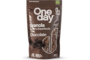 ONE DAY Granola Ecologica, Sin Azucares Añadidos, Alto en Proteína con Superfoods, Alto en Fibra, 300g (Chocolate, 1 unidad)