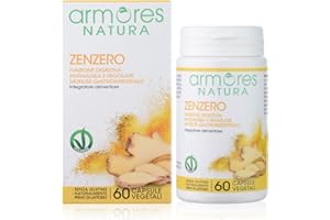 Armores Natura Integratori Alimentari, Zenzero, Integratore per la Funzione Digestiva, Antinausea e per la Regolare Motilità Gastrointestinale, a Base di Radice di Zenzero, Vegano, 60 Capsule Vegetali
