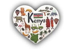 WEDAREGO Calamita da frigorifero 3D Kenya a forma di cuore, souvenir turistico, adesivi magnetici in resina, magnete per frigorifero, decorazione per casa e cucina dalla Cina (Kenya)