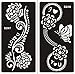 HENNA STENCILS TEMPLATE TATTOO SELF ADHESIVE Set Flower 10 Sheets- single use, suitable for Henna Tattoo Glitter Tattoo and Airbrush Tattoo