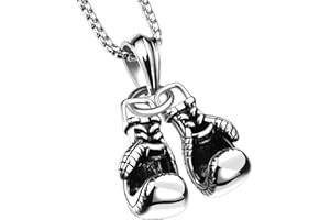 PAURO Herren 316l Edelstahl Boxhandschuh Charm Anhänger Halskette Schwarz/Gold/Silber/Regenbogen