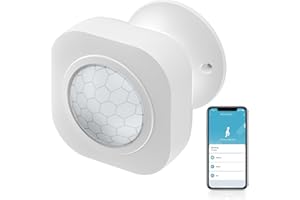 RISOON Sensor de movimiento inteligente WiFi: detector de movimiento PIR inteligente Tuya con alertas de aplicaciones, funciona con pilas, sistema de alarma por infrarrojos inalámbrico para sistemas de