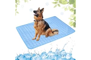 LEZUAN Cooling Mat for Dogs, Portable Pet Cooling Mat, Heat Relief Self Cooling Dog Mat, Washable Summer Cat Mat for Crates, Kennels and Beds(Blue,70x100cm)