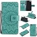 Produktbild Lonchee Xiaomi MI 5 Leder Wallet Tasche Brieftasche Schutzhülle , Sonnenblumen geprägten Muster Design Hochwertige PU Leder Folio Tasche Case Hülle im Bookstyle mit Standfunktion Kredit Kartenfächer (grün)