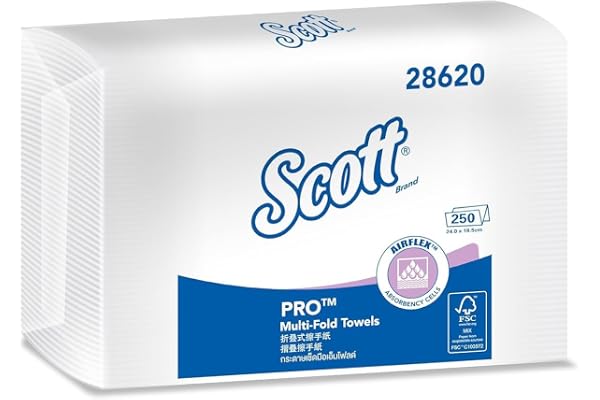 Scott Multi-Fold Paper Towel 28620-1 Pack x 250 Sheets (White Colour - Sheet Size 24 cm X 19.6 cm)