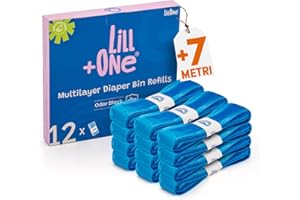 LillOne 12 Ricariche EXTRA LUNGHE UNIVERSALI Mangiapannolini a 7 Strati, Nuova Formula Anti Odore - Sacchetti Ricarica Mangia Pannolini - Compatibili con Maialino Foppapedretti Tommee Tippee e altri