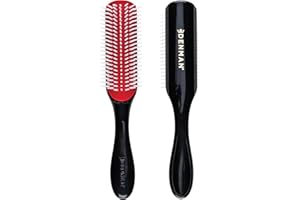 Denman Curly Hair Brush D3 (Schwarz & Rot), 7-reihige Stylingbürste zum Entwirren, Trennen, Formen und Definieren von Locken – für Sie und Ihn