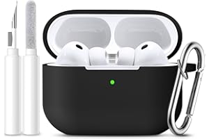 Mastten for AirPods Pro 3 Case - Full Body Drop Protection Cover Compatible with Apple AirPods Pro 3 Case (2025) - Soft Silicone Cover with Cleaning Kit & Carabiner Clip, Black