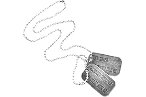 TheDogTagCo - Targhette militari Wolverine Logan - Set di 2 targhette in lega di metallo, catene in acciaio inox e silenziatori inclusi