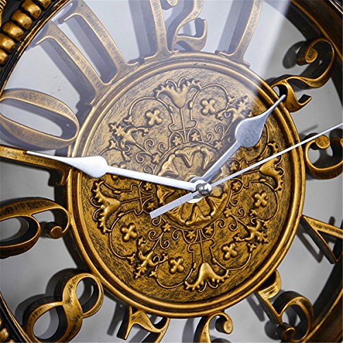 Foxtop 12 Zoll Antike Vintage Retro Wanduhr ohne Ticken, Silent Nicht-tickende Wanduhr Uhr w Frontglas-Abdeckung für Wohnzimmer Küche Schlafzimmer Dekoration, Gold - 4
