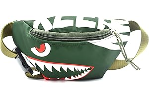 Dzxin Sac Banane, Joli Sac Banane Dinosaure, Sac de Poitrine pour Enfants Enfants Grils Garçons Course Randonnée Voyage Sports (Requin-Vert)