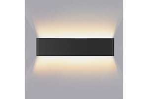 Lureshine Applique Murale Interieur 16W 40CM Haut et Bas Luminaires Intérieur Aluminium Décorer/Moderne Applique Murale Blanc Chaud 3000k Appliques Convient pour Salon|Chambre|Couloir（Noir）