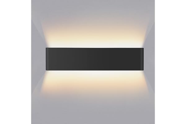 Lureshine Applique Murale Interieur 16W 40CM Haut et Bas Luminaires Intérieur Aluminium Décorer/Moderne Applique Murale Blanc Chaud 3000k Appliques Convient pour Salon|Chambre|Couloir(Noir)