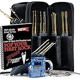 Spy Kraft Direct (25-Piece) Premium Practice Lock Pick Set with Transparent Blue Padlock
